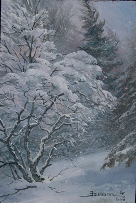  Stefan Baumann ~ Winter Dogwood Opus 1~ Oil- 6x 9